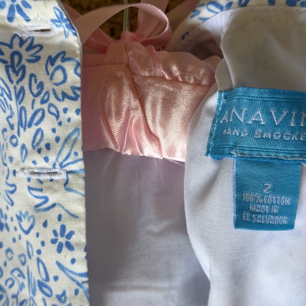 Classic Blue Bunny Toile Floral Smocked Dress - Picture 5 of 5